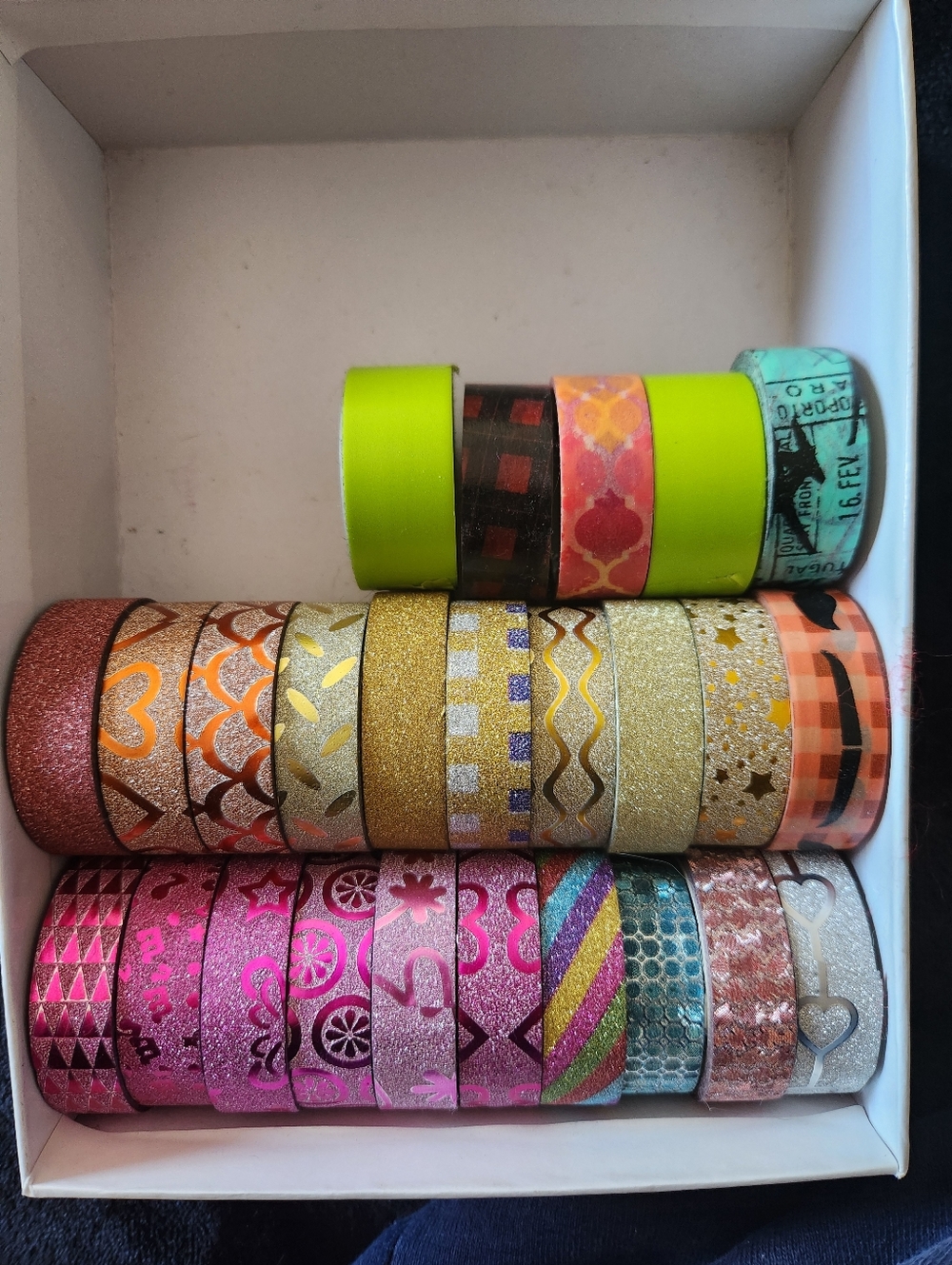 Assorted Decorative Washi Tape Set - Neon, Gold, Pink Mix 25 Pc. Lot Few Used